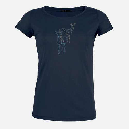 T-shirt Femme Coton Bio Deer Couple Dark Navy