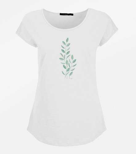 T-shirt Femme Coton Bio Open Leaves White
