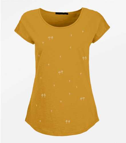 T-shirt Femme Coton Bio Mushrooms Golden Yellow
