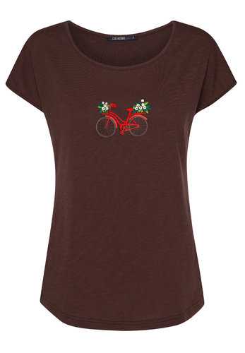 T-Shirt Femme Coton Bio Bike Flower Dark Chocolate
