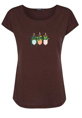 T-Shirt Femme Coton Bio Hanging Plant Dark Chocolate