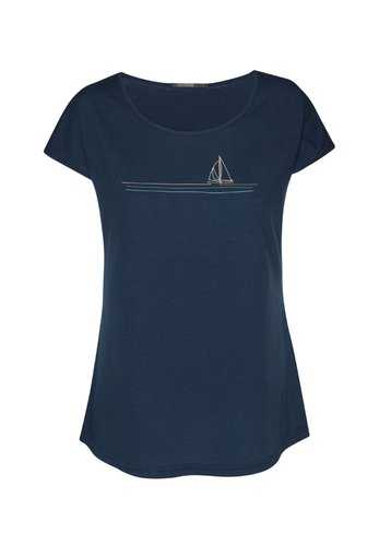 T-Shirt Femme Coton Bio Sailor Ship Navy
