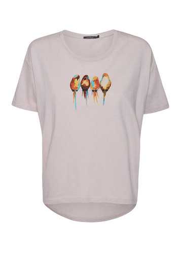 T-Shirt Femme Coton Bio Birds Family Dusty Lilac